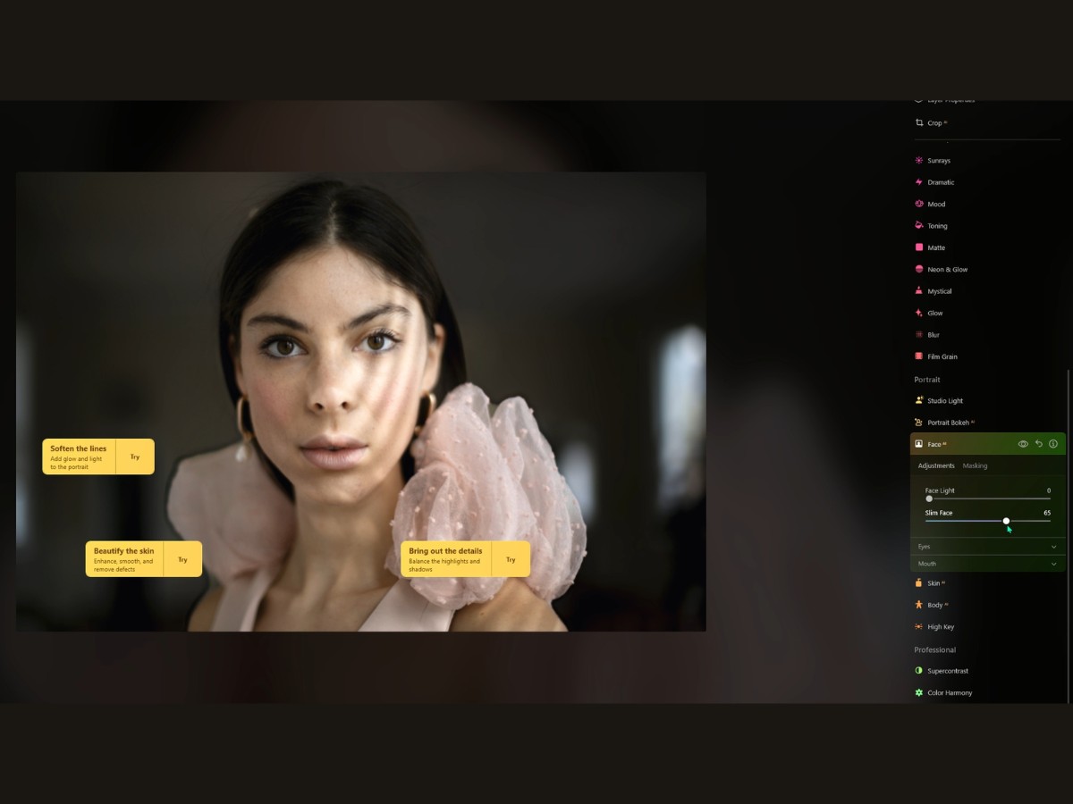 Luminar Neo after Face AI tool edits.