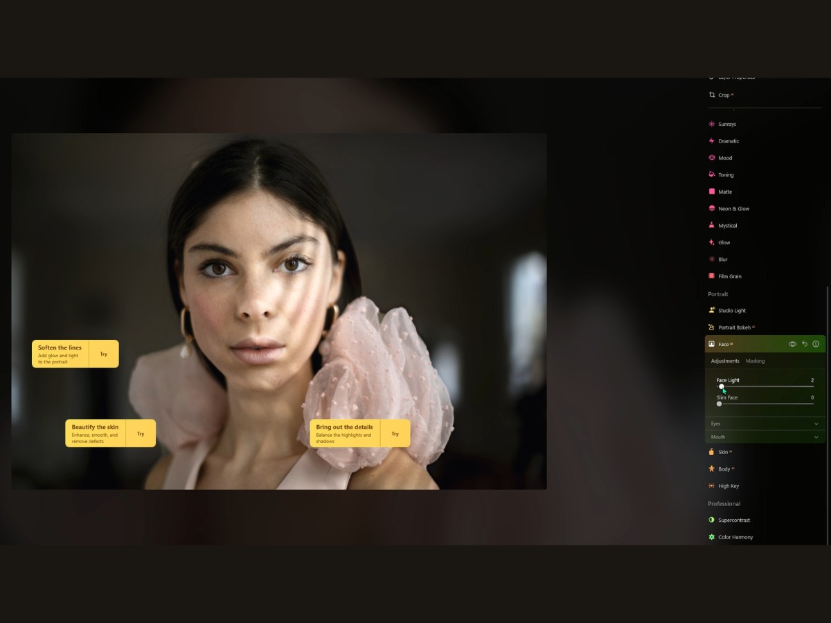 Luminar Neo before Face AI tool edits.