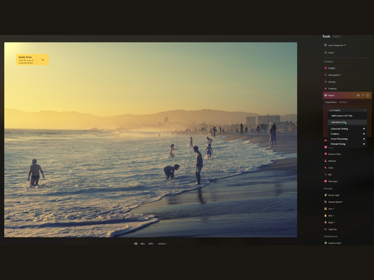 Luminar Neo mood tool.