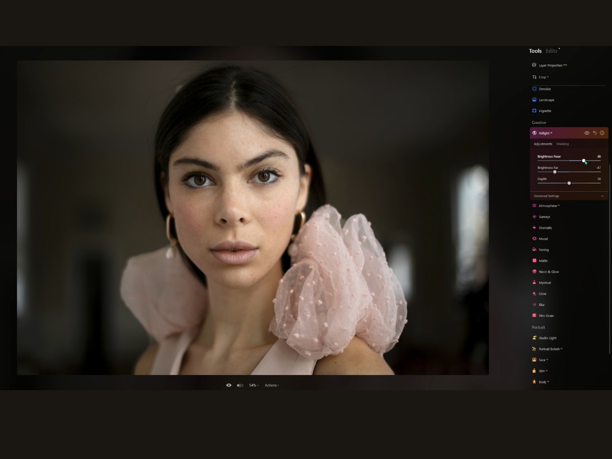 Luminar Neo after Relight AI tool edits.