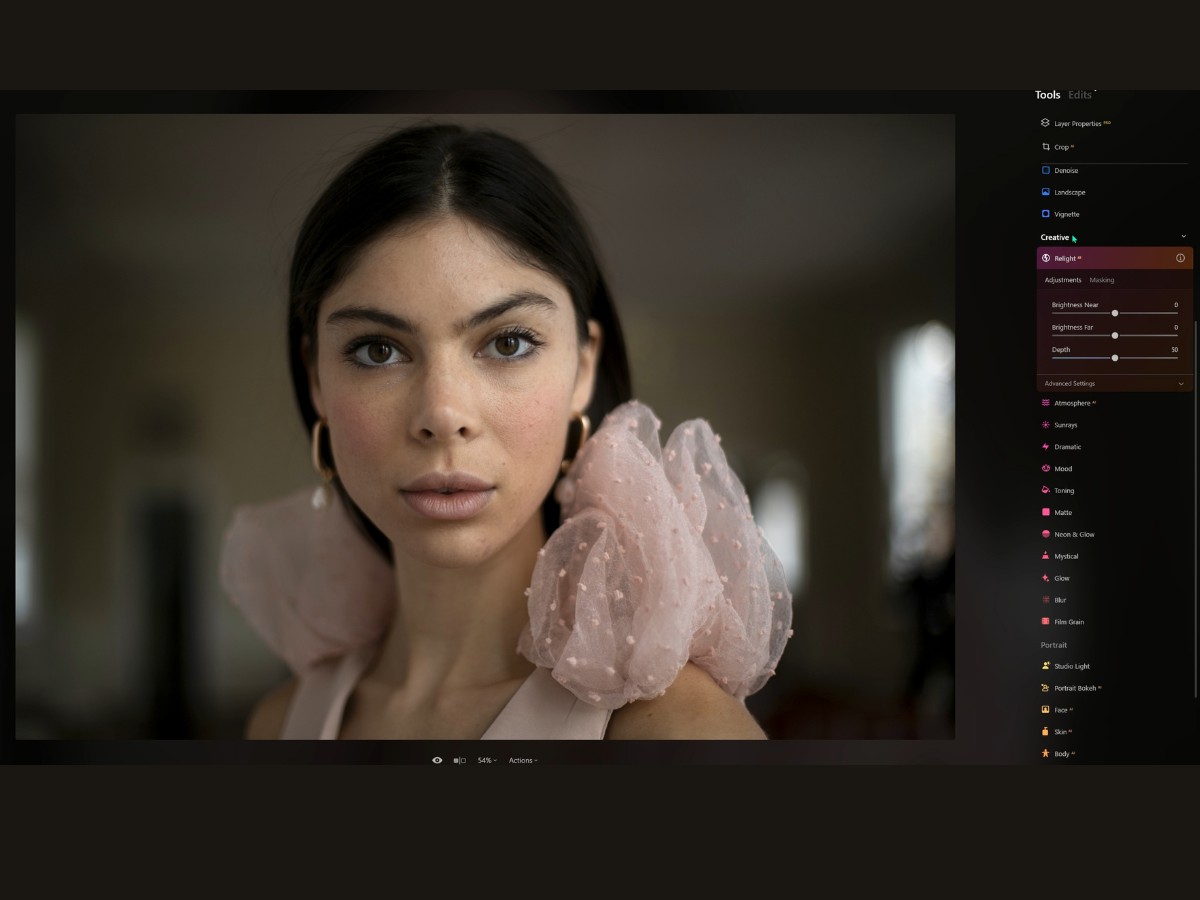 Luminar Neo before Relight AI tool edits.