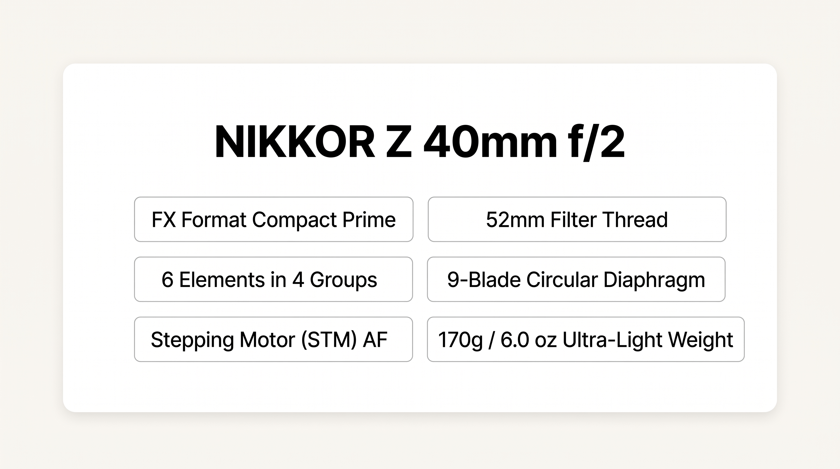Nikon z 40mm features
